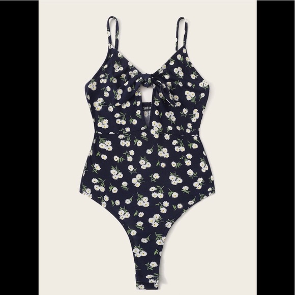 Floral front tie bodysuit - Picture 1 of 2